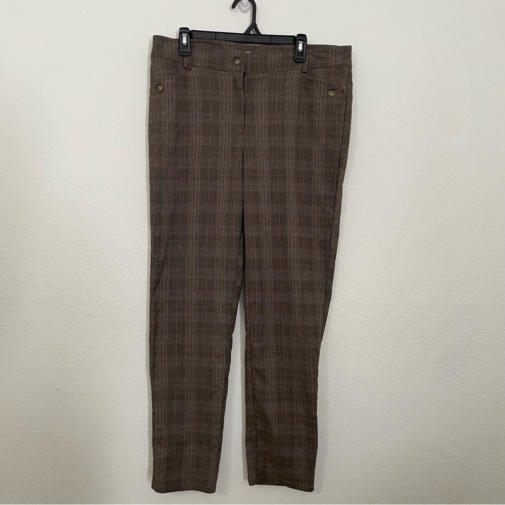 89th + Madison Brown Plaid Pants size 14 business casual Fall Winter office chic